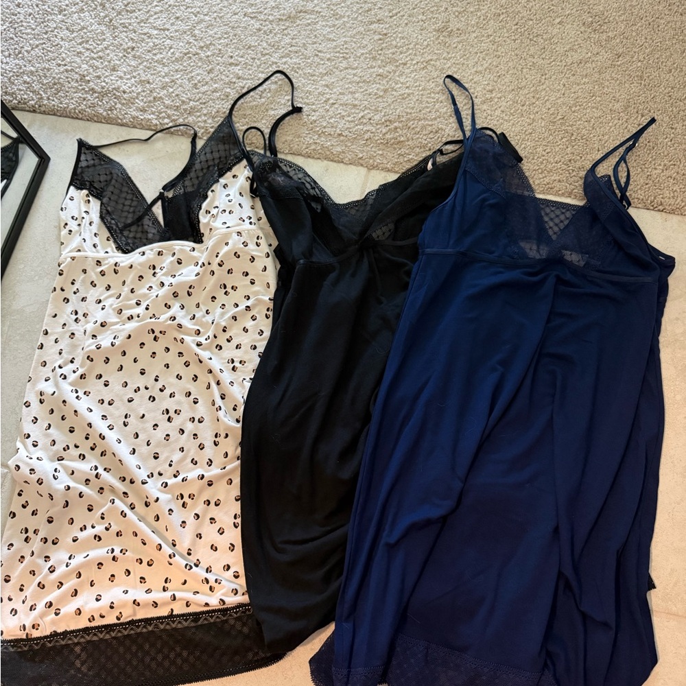 Victoria's Secret Black and White Chemises with Lace Trim